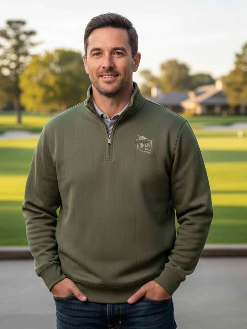 Fairway & Greene Millcreek CC Golf Pullover Quarter Zip Olive Green SZ 2XL Men’s